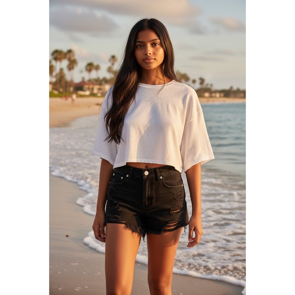 American Eagle Outfitters Stretch Hi-Rise Festival Distressed Black Shorts 4